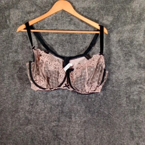 Cacique all lace underwire pink n black bra women's size 44DD
